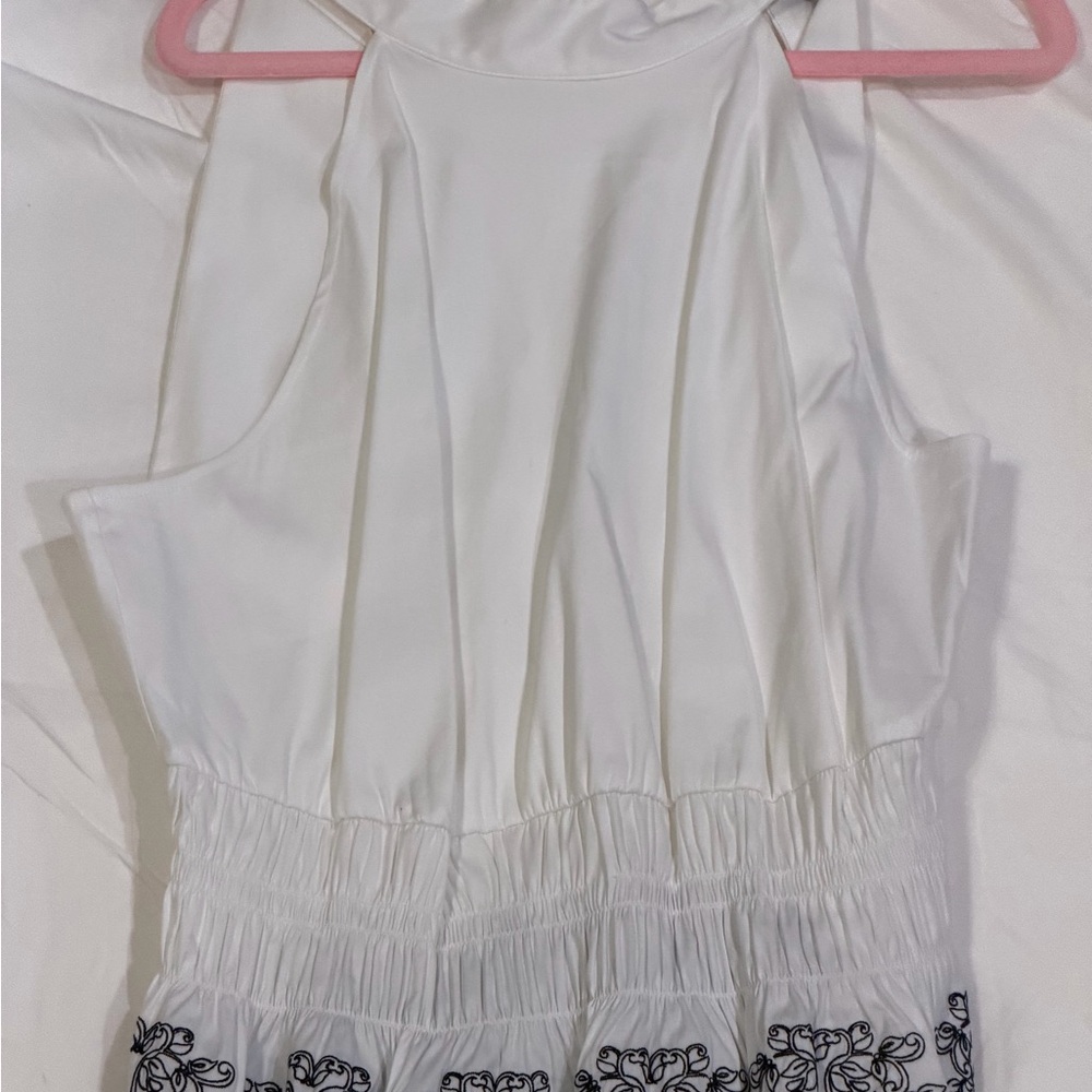 White House Black Market White Halter Top with Black Accents